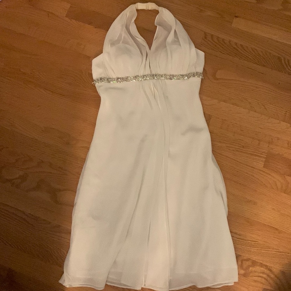 White Calvin Klein chiffon halter dress 🤍